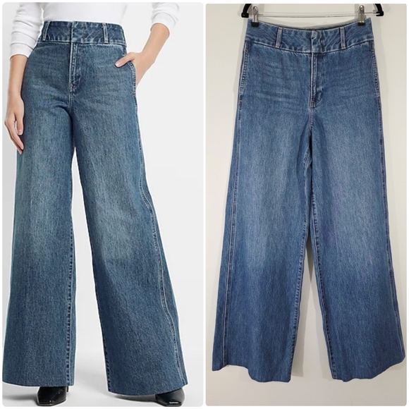Express Denim - Express Relaxed Wide-Leg Super High Rise Blue Jeans Size 6L